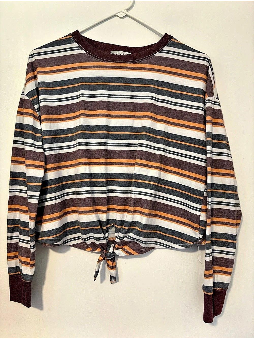 Fitz + EDDI Striped Tie-Front Long Sleeve Top